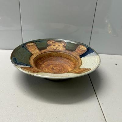 Sale Photo Thumbnail #241: Handmade teddy bear pottery bowl signed by the potter. 