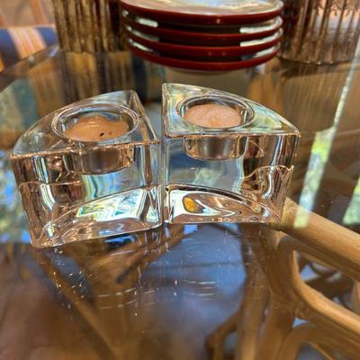 Sale Photo Thumbnail #363: Heavy crystal votive candle holders by Orrefors. 