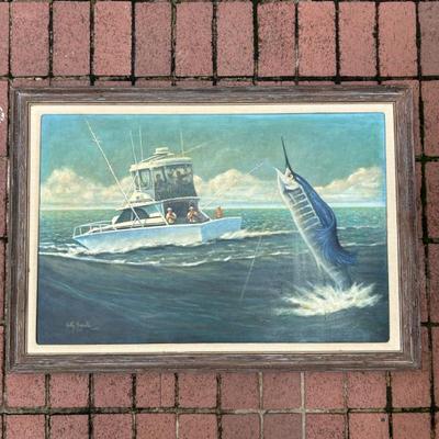 Sale Photo Thumbnail #90: Original oil on canvas in lovely solid wood frame by Local Charleston artist Holly Reynolds. 