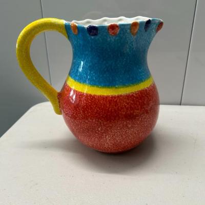 Sale Photo Thumbnail #339: Vintage hand painted large pitcher for Mann. Made in Italy. 