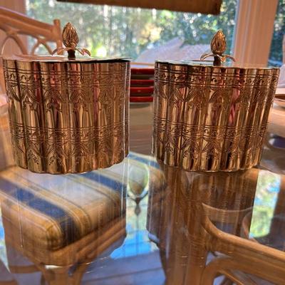 Sale Photo Thumbnail #361: 2 vintage silver plated tea caddies by International Silver Co. 