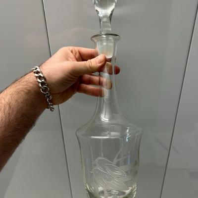 Sale Photo Thumbnail #249: Lovely vintage etched glass decanter with original stopper. 