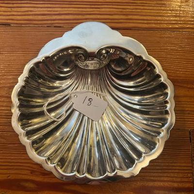 Sale Photo Thumbnail #19: Silver plate scalloped shell dish. 
