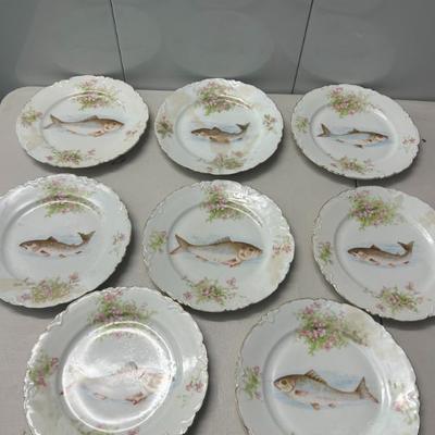 Sale Photo Thumbnail #153: Set of 8 LS&S Carlsbad early 1900s fish plates. Made in Austria. Professionally repaired. 