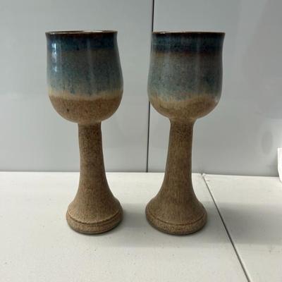 Sale Photo Thumbnail #115: Vitnage tall handmade pottery chalices.