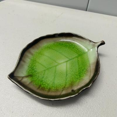 Sale Photo Thumbnail #176: Handmade small  footed leaf catchall or ring dish.  