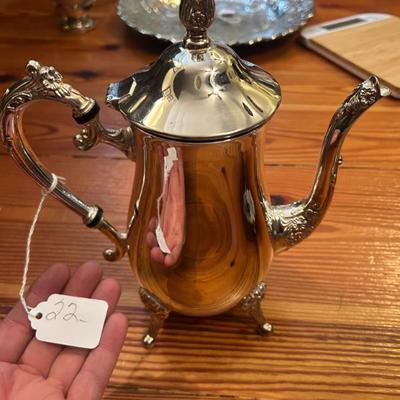 Sale Photo Thumbnail #21: Silver plated teapot. 