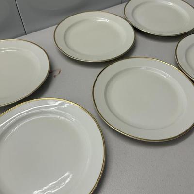 Sale Photo Thumbnail #161: Set of 6 gold rimmed Schlohenhof Germany Crown HW salad plates. 