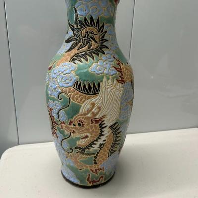 Sale Photo Thumbnail #301: Handmade and painted Early 1900s Chinese earthenware vase. 