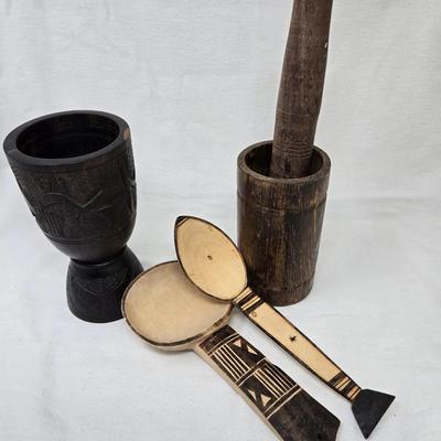 African Carved Wooden Implements