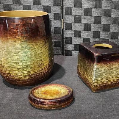 Metallic Brown and Gold 3 Piece Bathroom Set