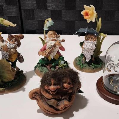 Elves Figurines, Trolls, & Blown Glass Unicorn