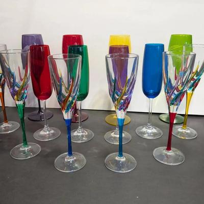 Marquis Vintage Jewels Champagne Flute Set of 4 (6) Colorful Flutes,