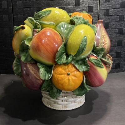 Italian Glazed Fruit Basket Topiary Centerpiece (very heavy)