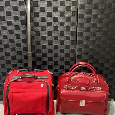 Victorinox Carry On & Red Leather Luggage Bag 