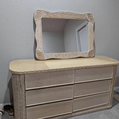 Wicker Dresser With Mirror