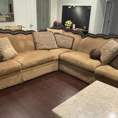 Sectional with Wood Frame and Nailhead Trim Detail (see description)