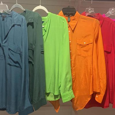 Silk Dress Shirts - Eileen Fisher, Antonio Melani & Ralph Lauren (Sz. S Or Fits Like S)