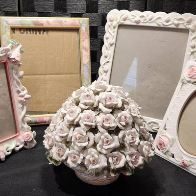 Floral Picture Frames & Heavy Centerpiece 