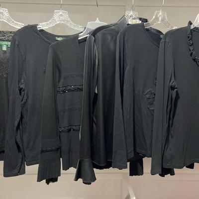 Varied Styles Of Black Tops - Ralph Lauren, Michael Kors & Austin Reed (Sz Large)