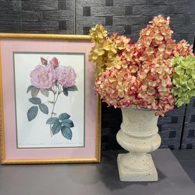 Concrete Planter and Floral Print 