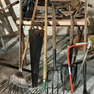 Assorted Vintage Tools And Saw Horses