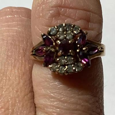 18k Gold Amethyst And Diamond Ring