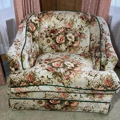 Vintage Floral Velvet Armchair