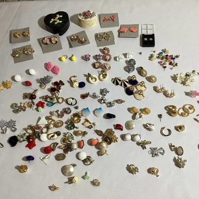 Assorted Clip On And Pierced Earrings- Costume Jewelry 