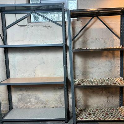 Pair of Heavy-Duty Metal Storage Shelving Units