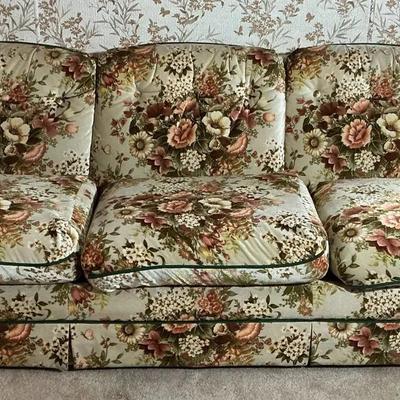 Vintage Floral Velvet Sofa