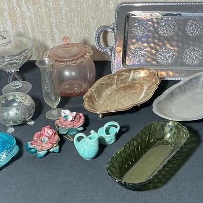 Assorted Serving Plates And Decor