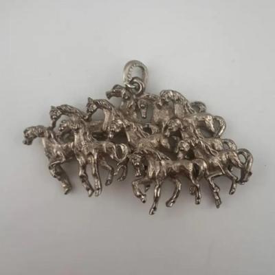 Silver Toned Running Horse Pendant 