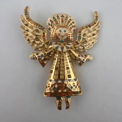 Bob Mackie Mosaic Angel Brooch