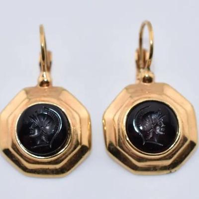 Cameo-Style Legionnaire Portrait Drop Earrings