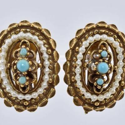 Vintage Etruscan-Style Earrings