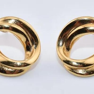 Monet - Vintage Double Loop Stud Earrings