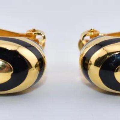 Les Bernard - Vintage Striped Enamel Earrings