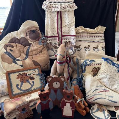 Lot 200: Rocking Horse Nursery Set And Nursery Bench