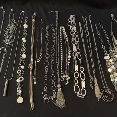 Lot 224: Silver Tone Costume Necklaces 