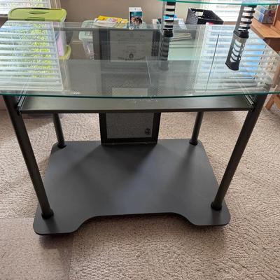 Lot 247: Glass Top Computer Desk 