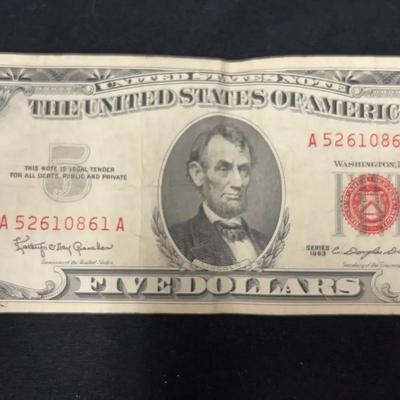 Lot 305: 5 Dollar Red Note - 1963