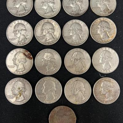 Lot 341: 17 Washington Quarters (1962–1963) – 90% Silver Lot