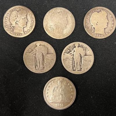 Lot 337: Historic U.S. Silver Quarters Lot (1875–1930) – Seated, Barber & Standing Liberty