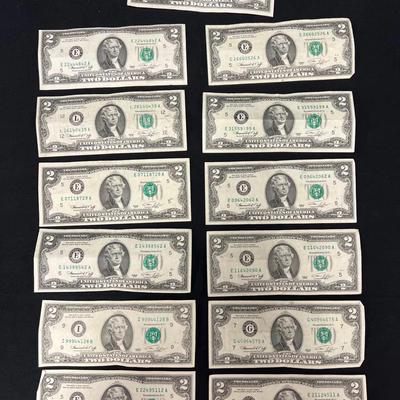 Lot 310: 15 Two Dollar Bills - 1976 & 1995