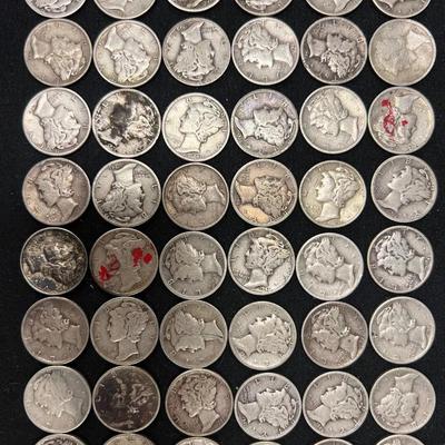 Lot 335: 48 Mercury Dimes (1917–1945) – 90% Silver