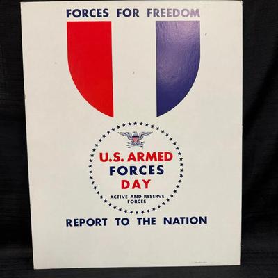 Lot 404: 1968 U.S. Armed Forces Day Poster – “Forces for Freedom” – Report to the Nation