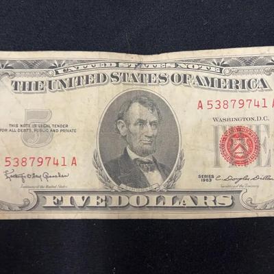 Lot 302: 5 Dollar Red Note - 1963