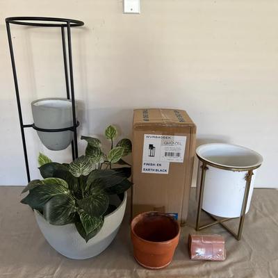 Planters And Brand New Outdoor Light 