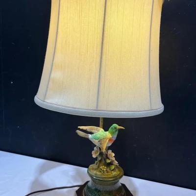 Vintage Painted Porcelain Figural Bird Lamp